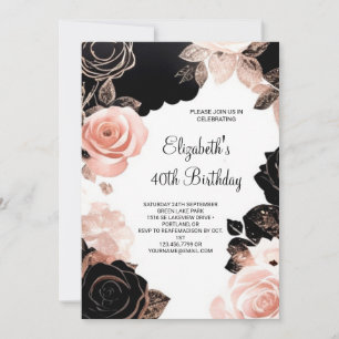 Rose Gold Chic Surprise 40th Birthday Invitation