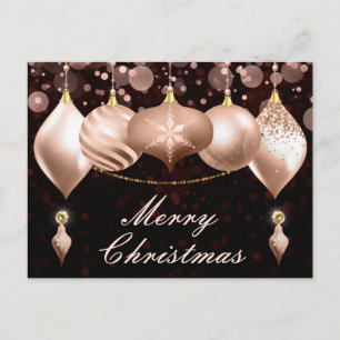 Rose Gold Christmas Baubles Ornaments Holiday Postcard