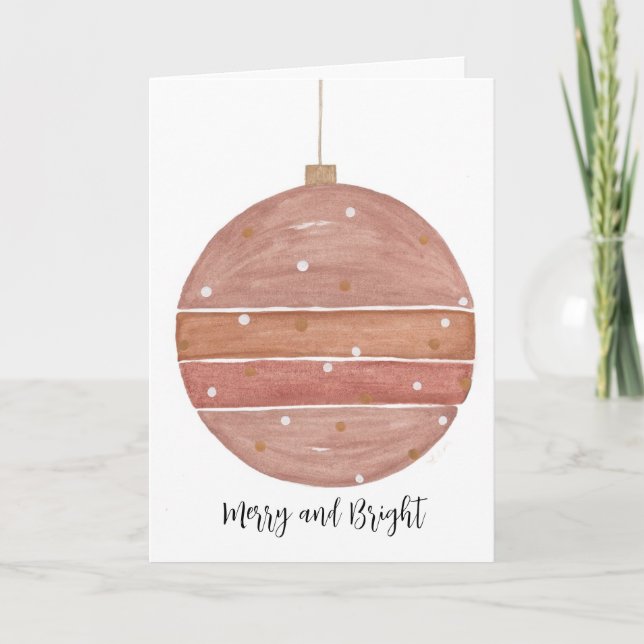 Rose Gold Christmas Ornament Card (Front)