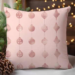Rose Gold Christmas Ornaments Holiday Pattern Cushion