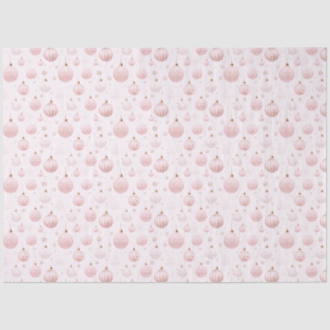 Rose Gold Christmas Ornaments Pattern Christmas Tissue Paper (Front)