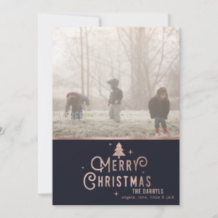 Rose Gold Christmas Tree Holiday Photo Card