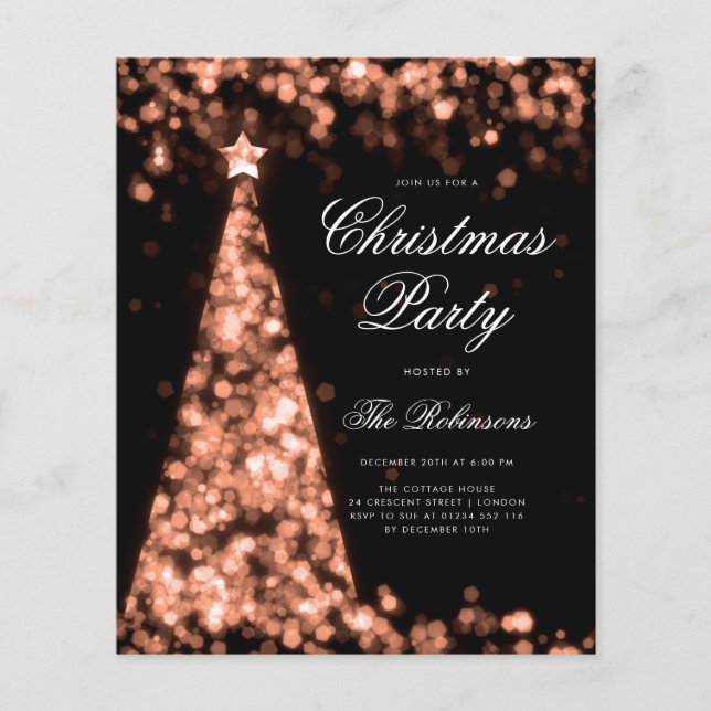 Rose Gold Christmas Tree Invite Program Menu (Front)
