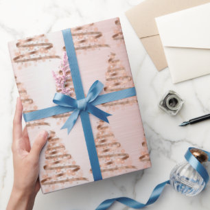 Rose gold christmas tree wrapping paper