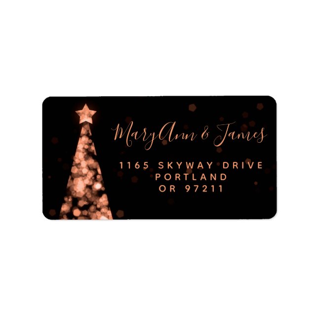 Rose Gold Christmas Wedding Return Address Label (Front)