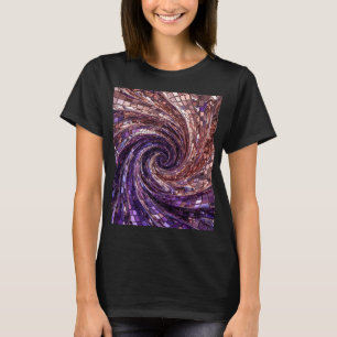 Rose Gold Chrome & Royal Purple Mosaic Vortex T-Shirt