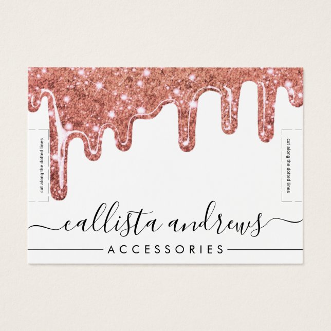 Rose Gold Chunky Glitter Drips Bracelet Display (Front)