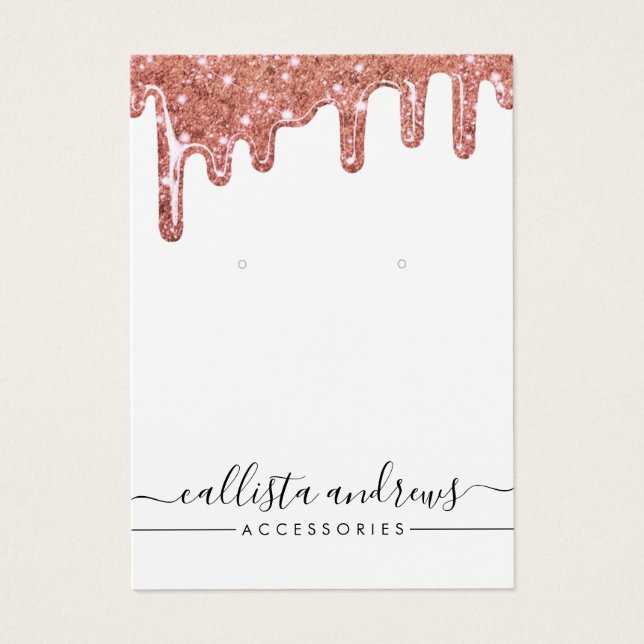 Rose Gold Chunky Glitter Drips Earring Display (Front)