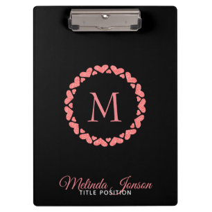 Rose Gold Circle Of Hearts Clipboard