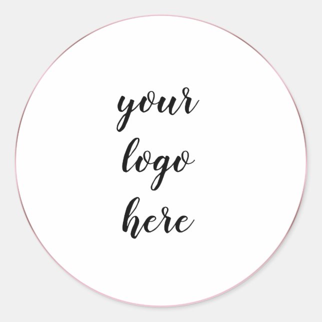Rose Gold Circle Rings Border Glitter Custom Logo  Classic Round Sticker (Front)