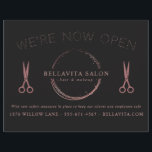 Rose Gold Circle Salon Logo We're Now Open Flyer<br><div class="desc">Rose Gold Circle Salon Logo We're Now Open Flyer. With new covid safety measures in place. This design features an elegant modern abstract rose gold circular logo. Personalise this custom professional design with your own text.</div>