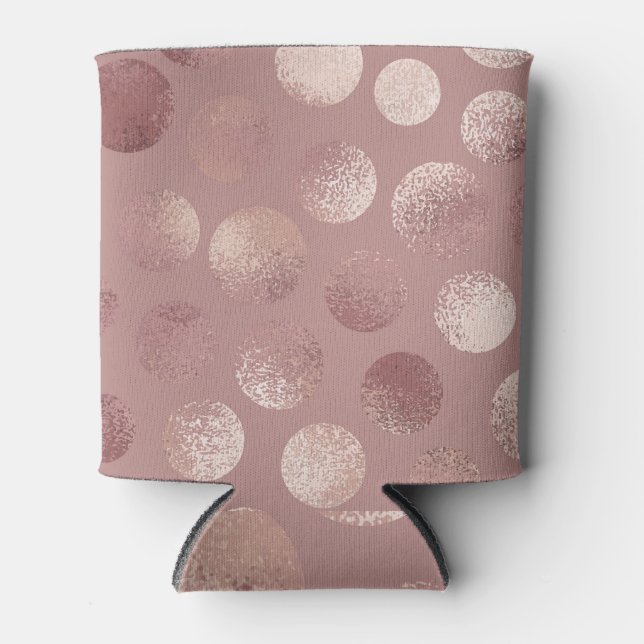 Rose Gold Circles: Vintage Abstract Can Cooler (Front)