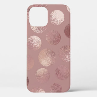 Rose Gold Circles: Vintage Abstract iPhone 12 Case