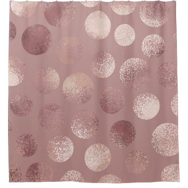Rose Gold Circles: Vintage Abstract Shower Curtain (Front)
