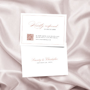Rose gold Classic Elegance Script QR code wedding RSVP Card