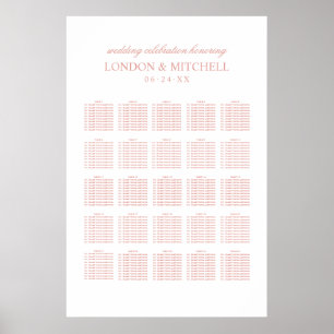 Rose Gold Classic Elegant Wedding Seating Poster