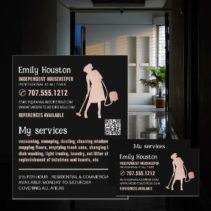 Rose Gold Cleaner Silhouette, Housekeeper, Maid Business Card