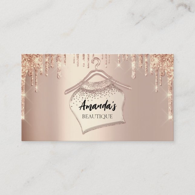 Rose Gold Cloth Closet Hanger Boutique QR Code  Business Card (Front)