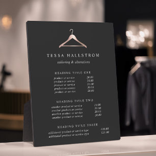Rose Gold Clothes Hanger Pricing/Services Display Plaque
