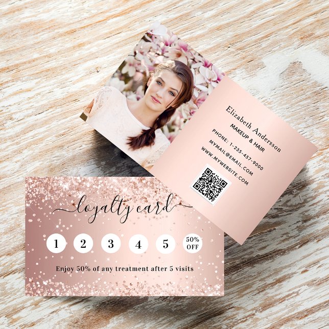 Rose gold code photo loyalty card (Creator Uploaded)