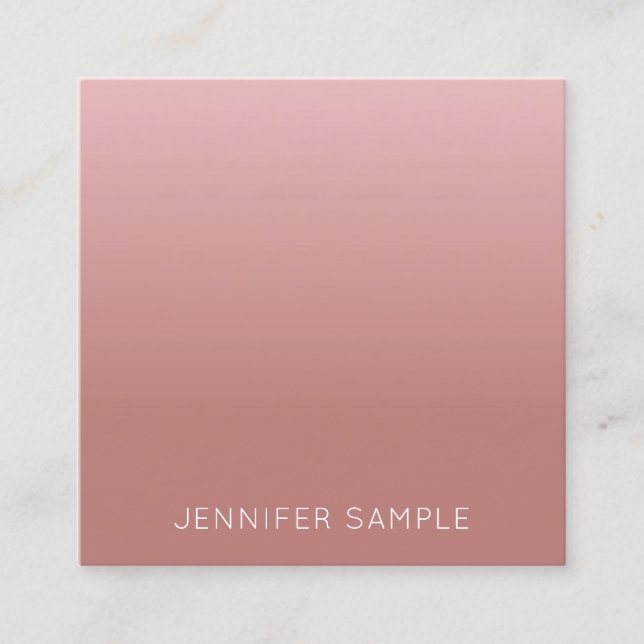 Rose Gold Colour Elegant Minimalist Modern Simple Square Business Card (Front)