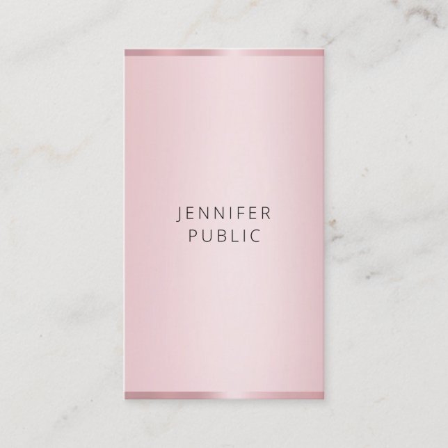 Rose Gold Colour Modern Elegant Template Glamour Business Card (Front)