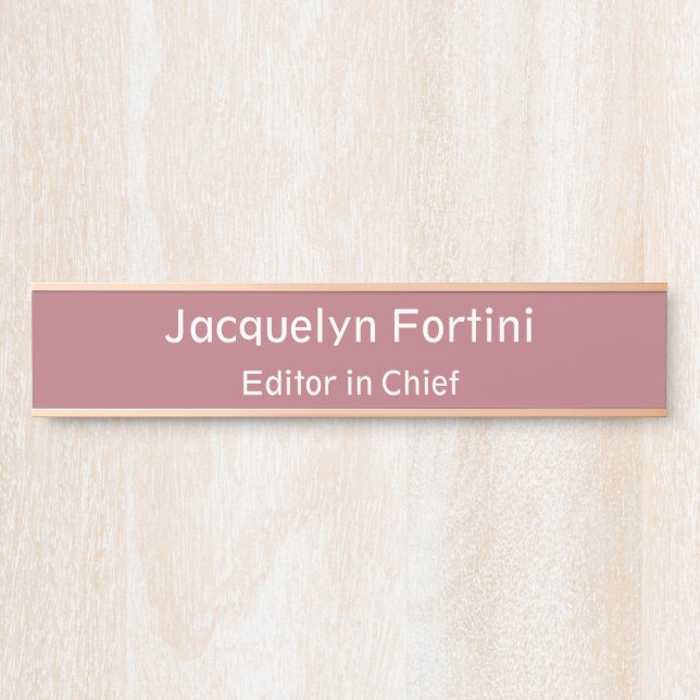 Rose Gold Colour Plain Elegant Modern Minimalist Door Sign (Front)