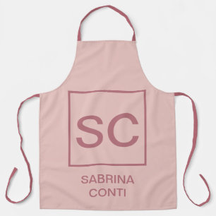 Rose gold colour professional simple monogram name apron