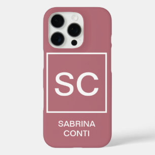 Rose gold colour professional simple monogram name iPhone 16 pro case