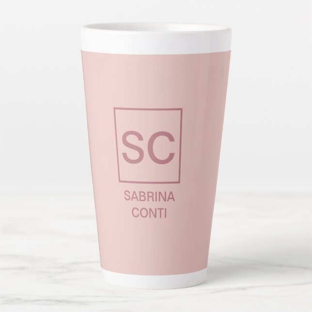 Rose gold colour professional simple monogram name latte mug (Front)