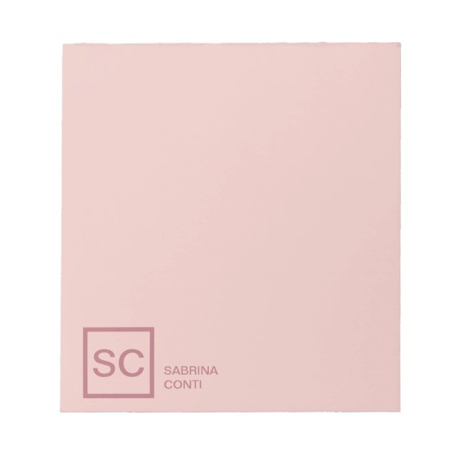 Rose gold colour professional simple monogram name notepad (Front)