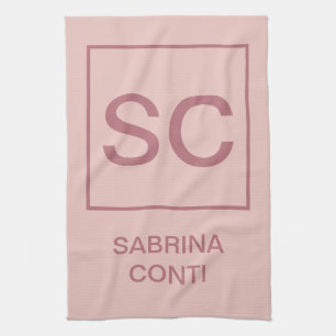 Rose gold colour professional simple monogram name tea towel