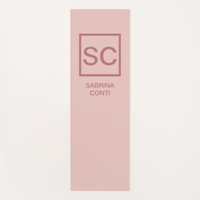 Rose gold colour professional simple monogram name yoga mat (Front)