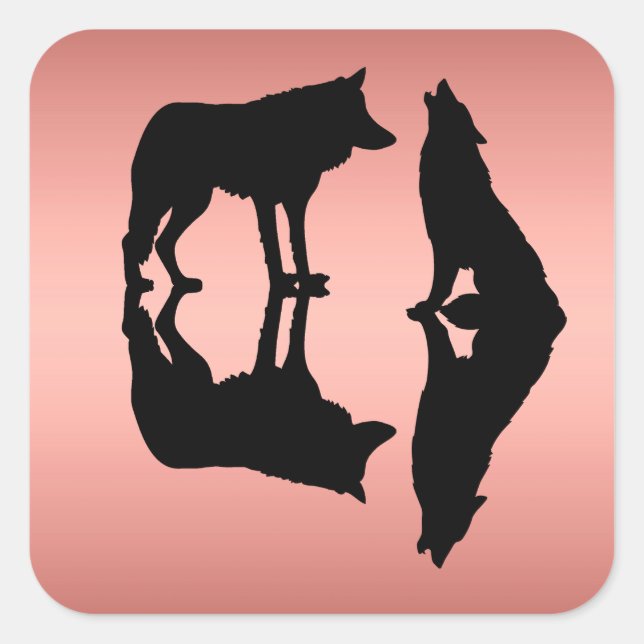Rose gold colour silhouettes of wolves on stickers (Front)