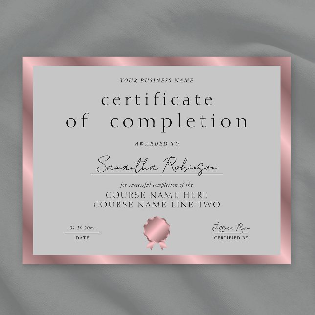 Rose Gold Completion Certificate Company Award (Creator Uploaded)
