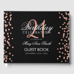 Rose Gold Confetti 21st Birthday Party Black Guest Book<br><div class="desc">Elegant 21st Birthday Party Rose Gold Glitter Confetti Black template.</div>