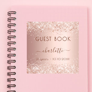 Rose gold confetti birthday Guest Book