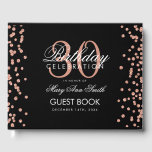 Rose Gold Confetti Black 30th Birthday Party Guest Book<br><div class="desc">Elegant 30th Birthday Party Rose Black Glitter Confetti White template.</div>