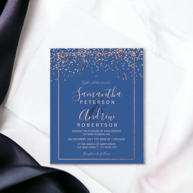 Rose gold confetti blue budget wedding (Rose gold confetti blue budget wedding)