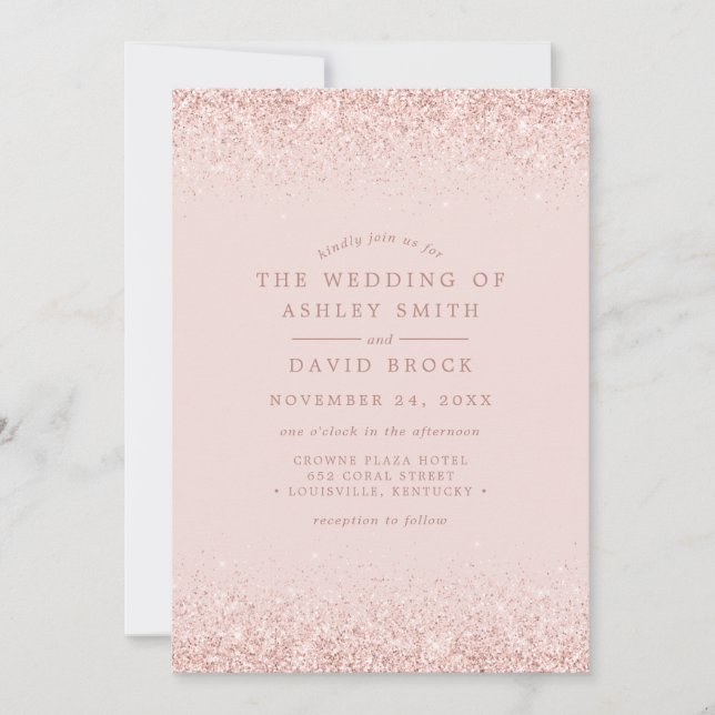 Rose Gold Confetti Blush Pink Modern Wedding Invitation (Front)