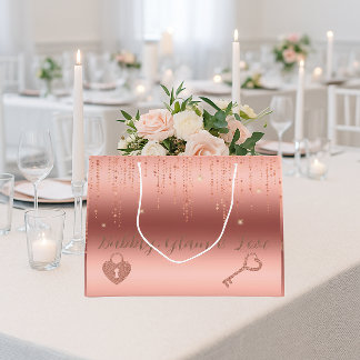 Rose Gold Confetti Bridal Shower  Large Gift Bag