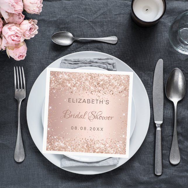 Rose gold confetti Bridal Shower Napkin (Creator Uploaded)