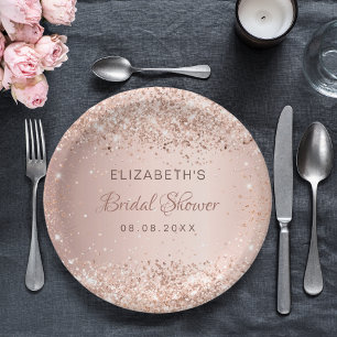 Rose gold confetti Bridal Shower Paper Plate