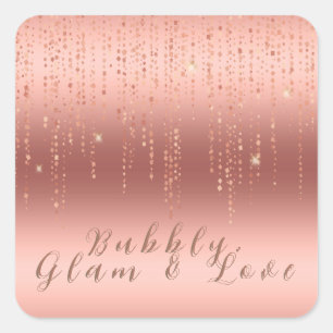 Rose Gold Confetti Bridal Shower Square Sticker