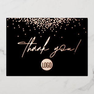 Rose Gold Confetti Business Script Thank you