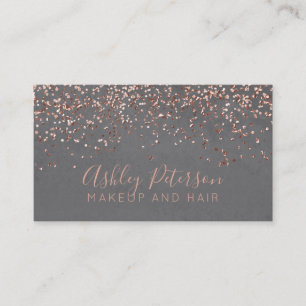 Rose gold confetti cement hair makeup typography business card