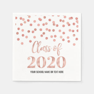 Rose Gold Confetti Class of 2020 Graduation Napkin