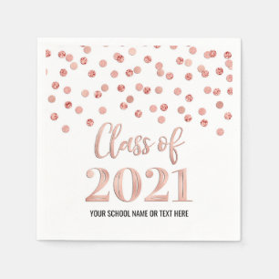 Rose Gold Confetti Class of 2021 Graduation Napkin