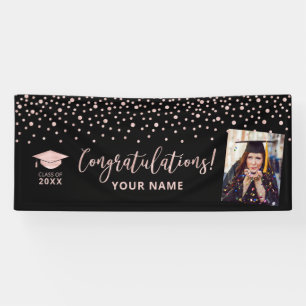Rose Gold Confetti Congratulation Graduation Banne Banner