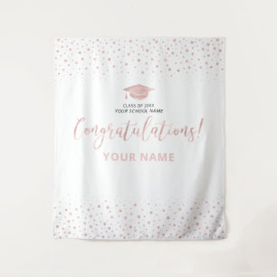 Rose Gold Confetti   Congratulation Graduation Tap Tapestry